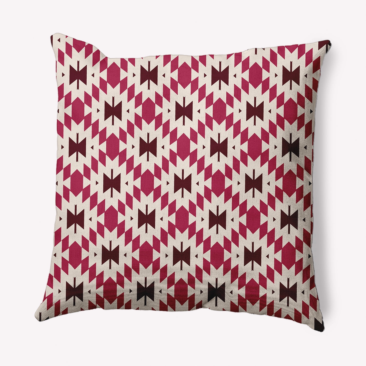 Simply Daisy 20" x 20" Geo Craze Indoor/Outdoor Polyester Throw Pillow, Cranberry
