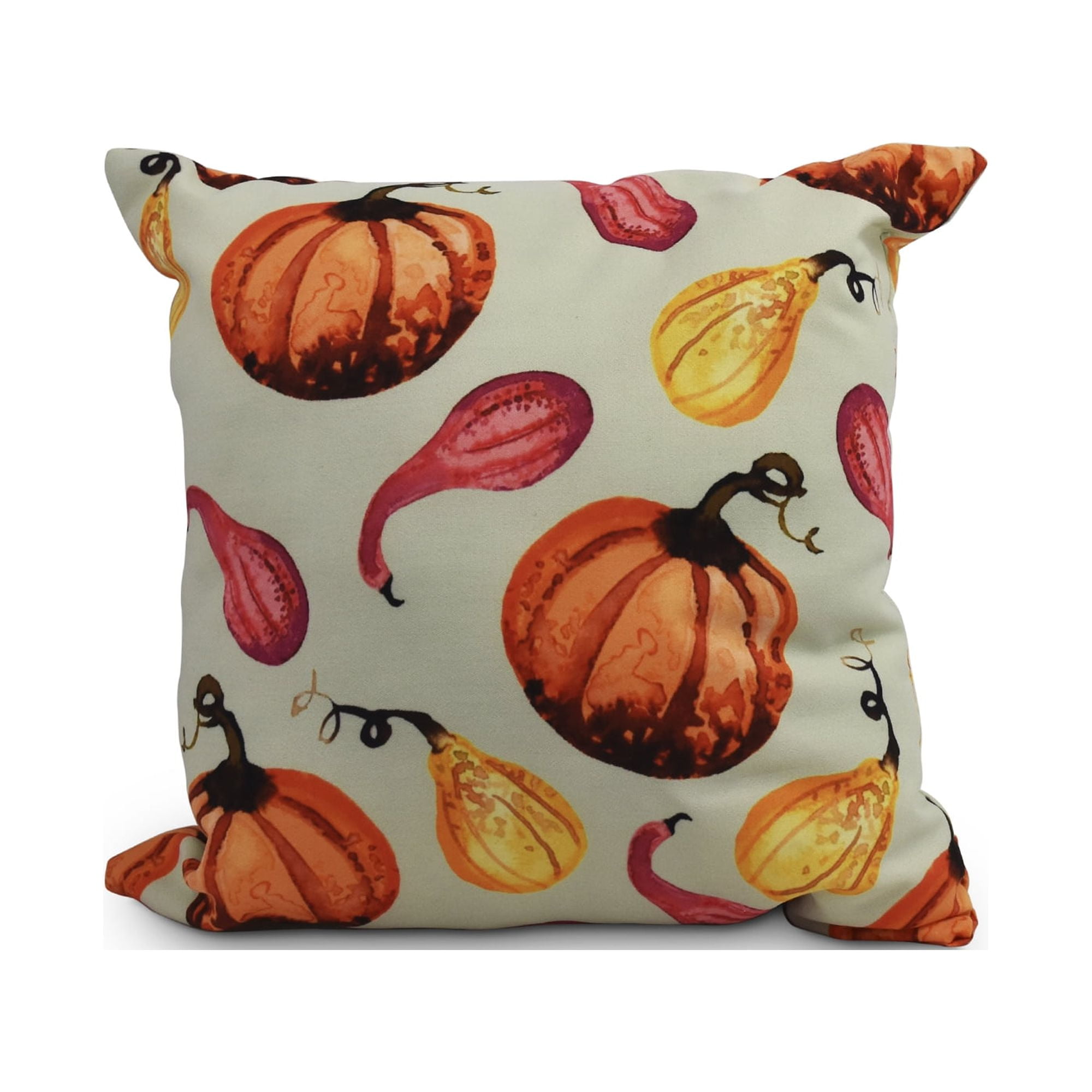 Simply Daisy, 20" x 20" Gourds Galore Light green Fall Print Outdoor Decorative Throw Pillow