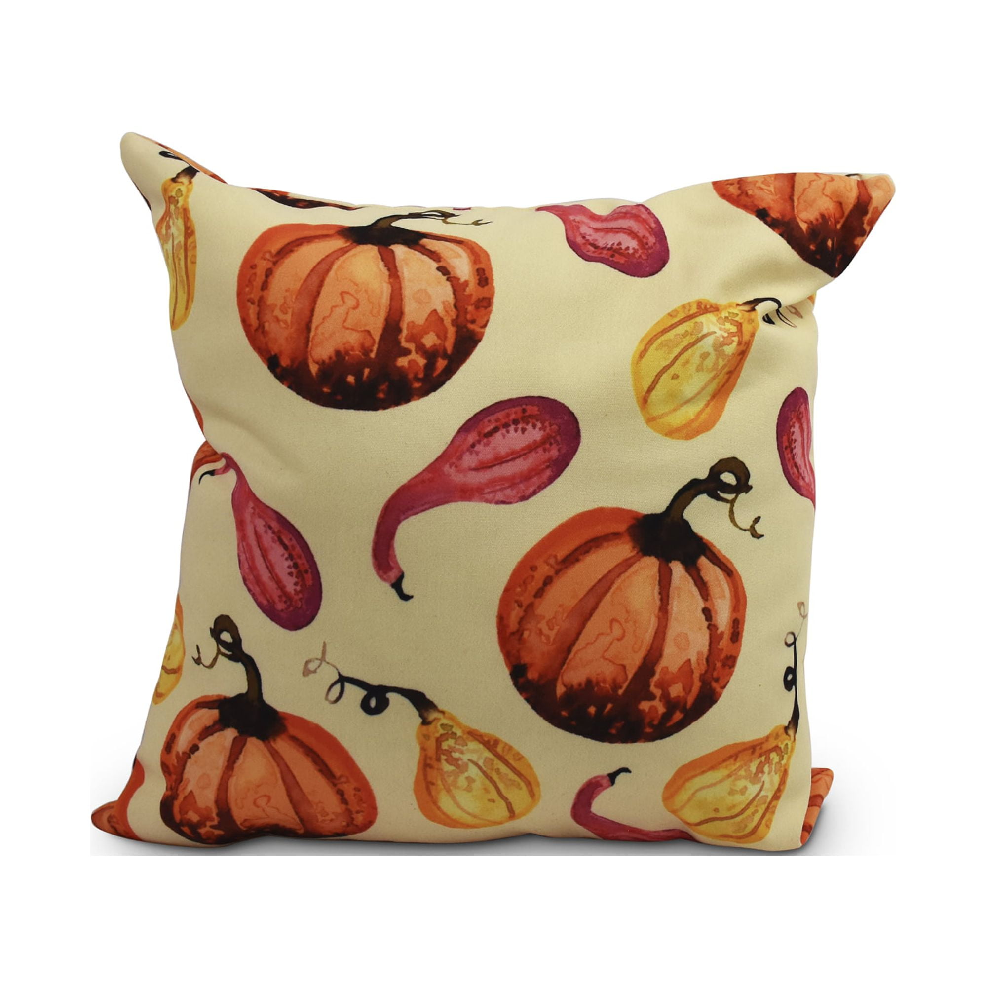 Simply Daisy, 20" x 20" Gourds Galore Light yellow Fall Print Outdoor Decorative Throw Pillow