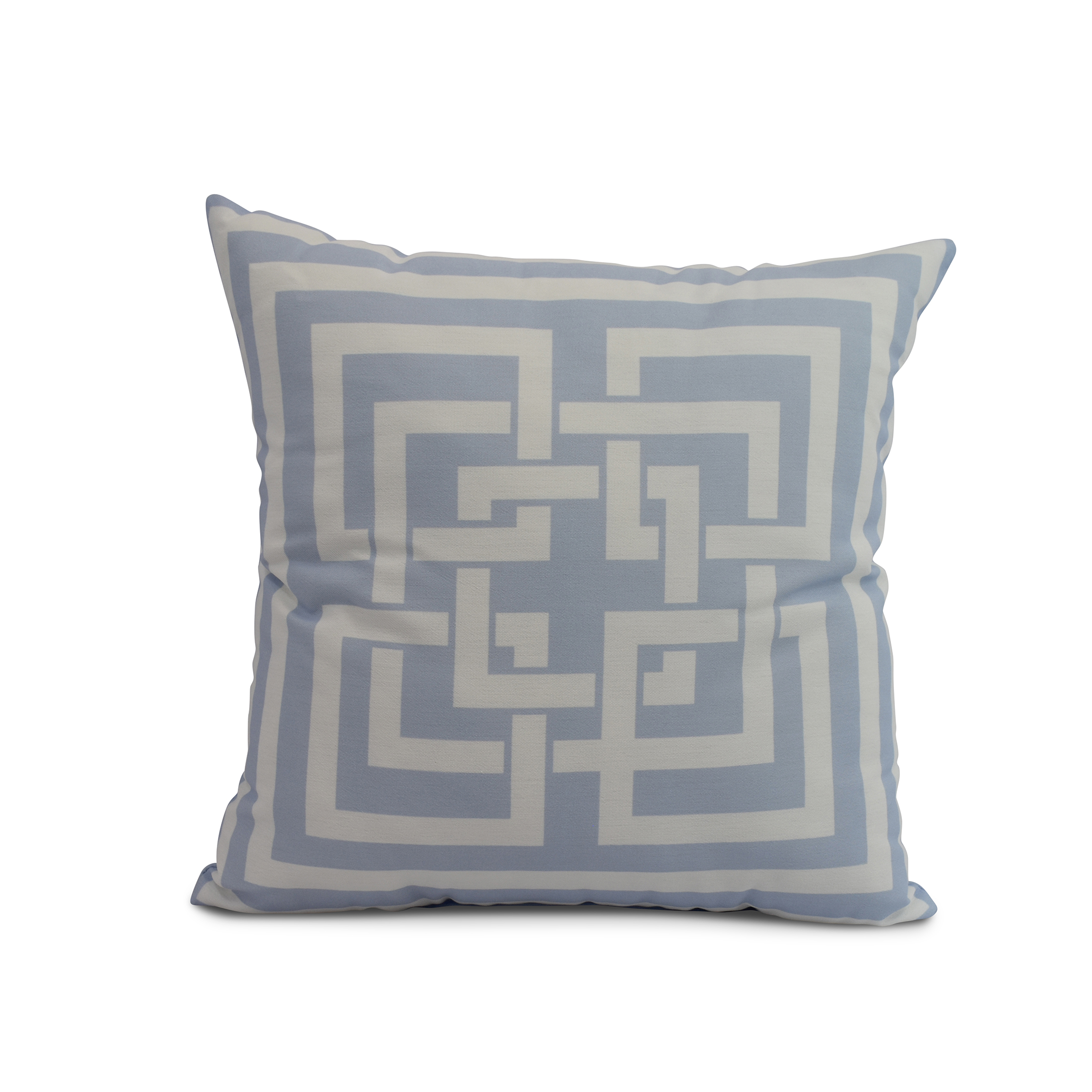Simply Daisy, 20" x 20" Greek New Key, Geometric Print Outdoor Pillow, Blue