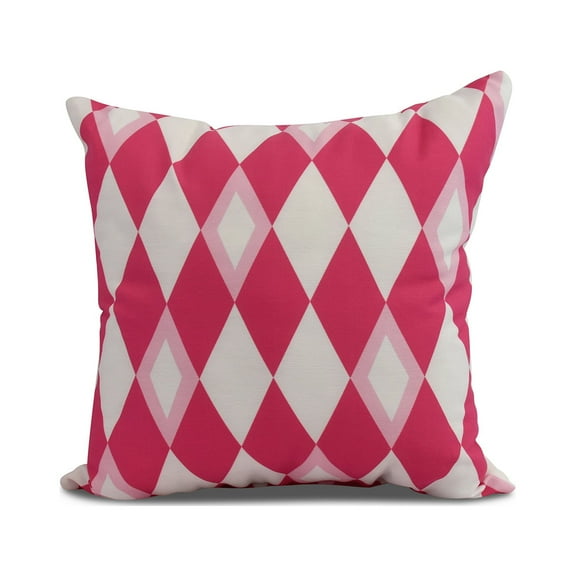 Simply Daisy, 20" x 20" Harlequin, Geometric Print Outdoor Pillow, Pink/Fushcia