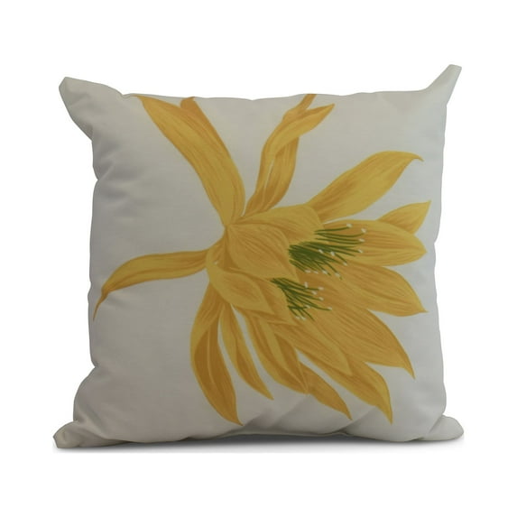 Simply Daisy, 20" x 20" Hojaver, Floral Print Outdoor Pillow, Yellow