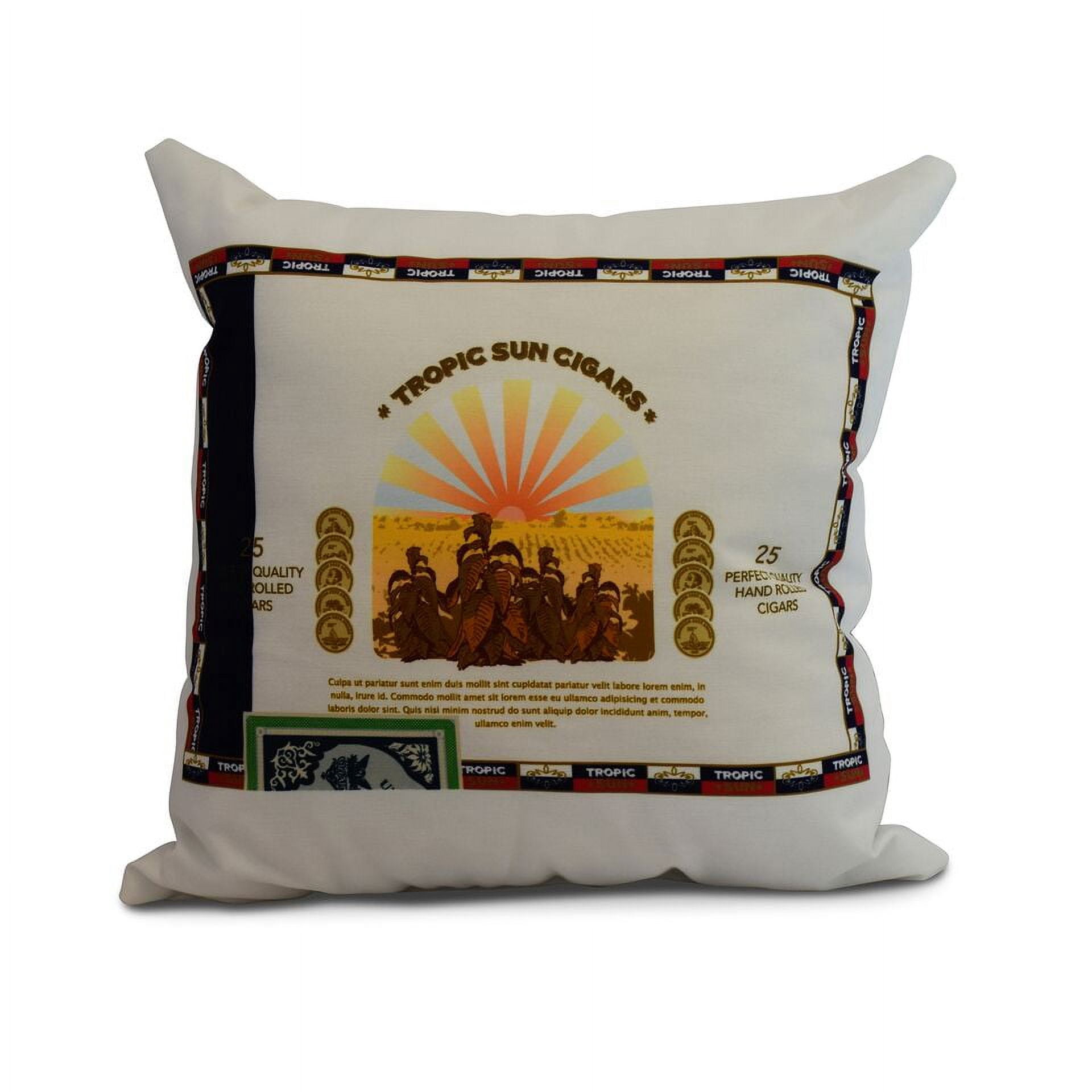 Simply Daisy, 20 x 20 Inch, Cigar Box Front, Geometric Print Pillow, Navy Blue