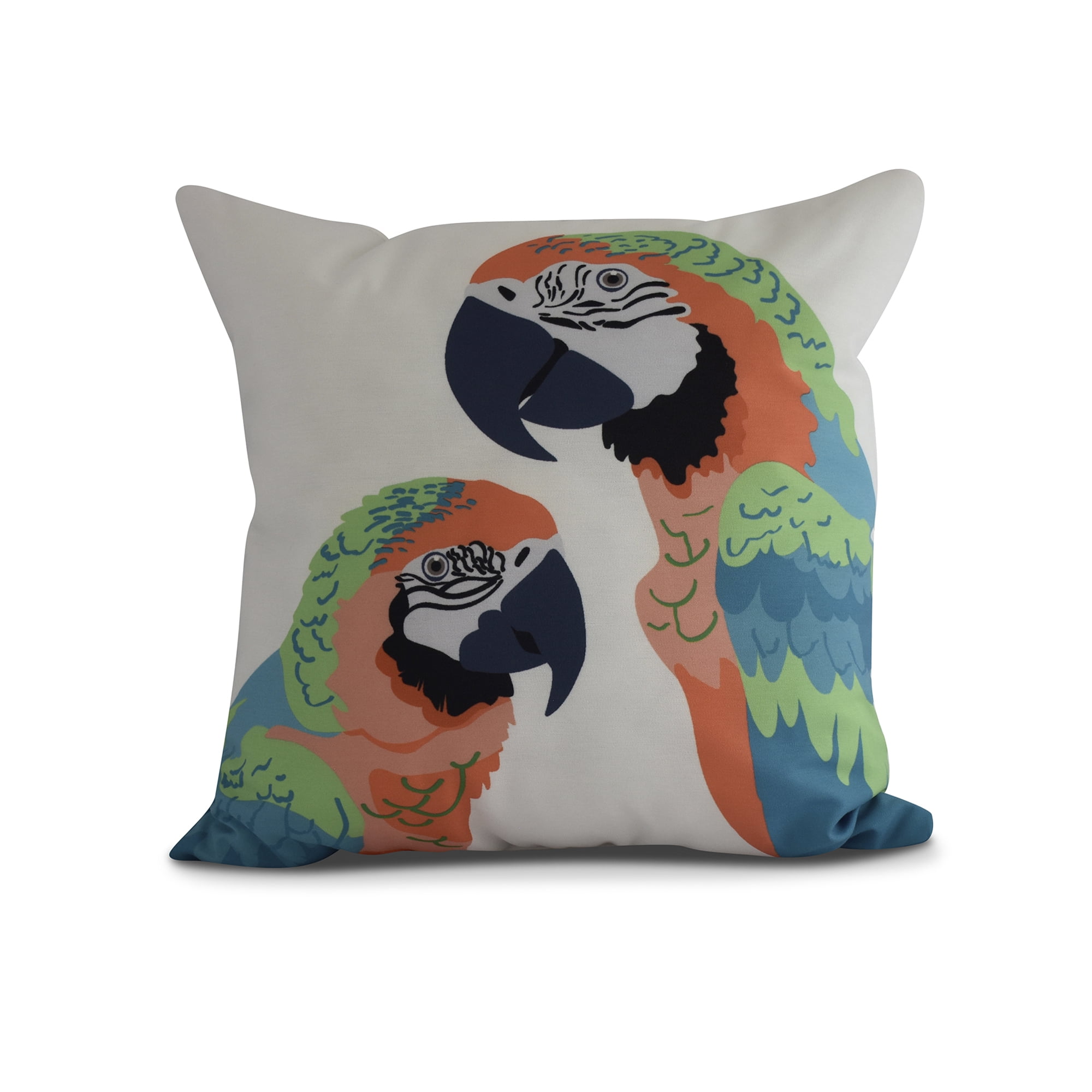 Simply Daisy, 20 x 20 Inch, Macaw Close Up, Animal Print Pillow, Orange