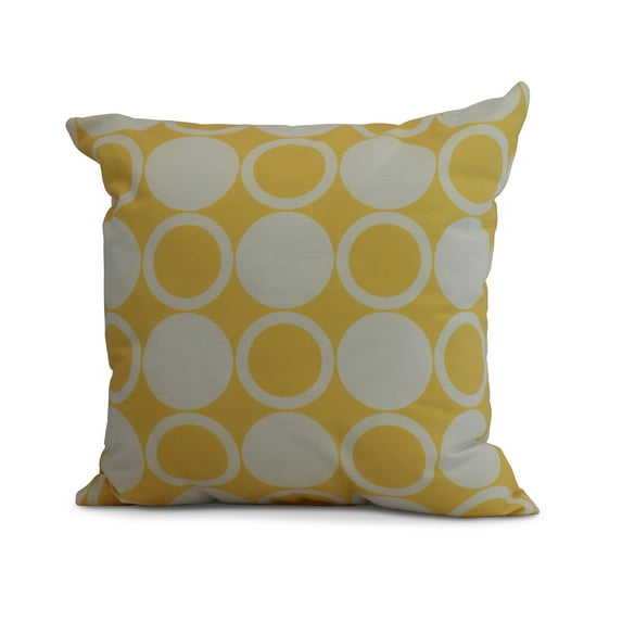 Simply Daisy, 20 x 20 Inch, Small Modcircles, Geometric Print Pillow, Yellow