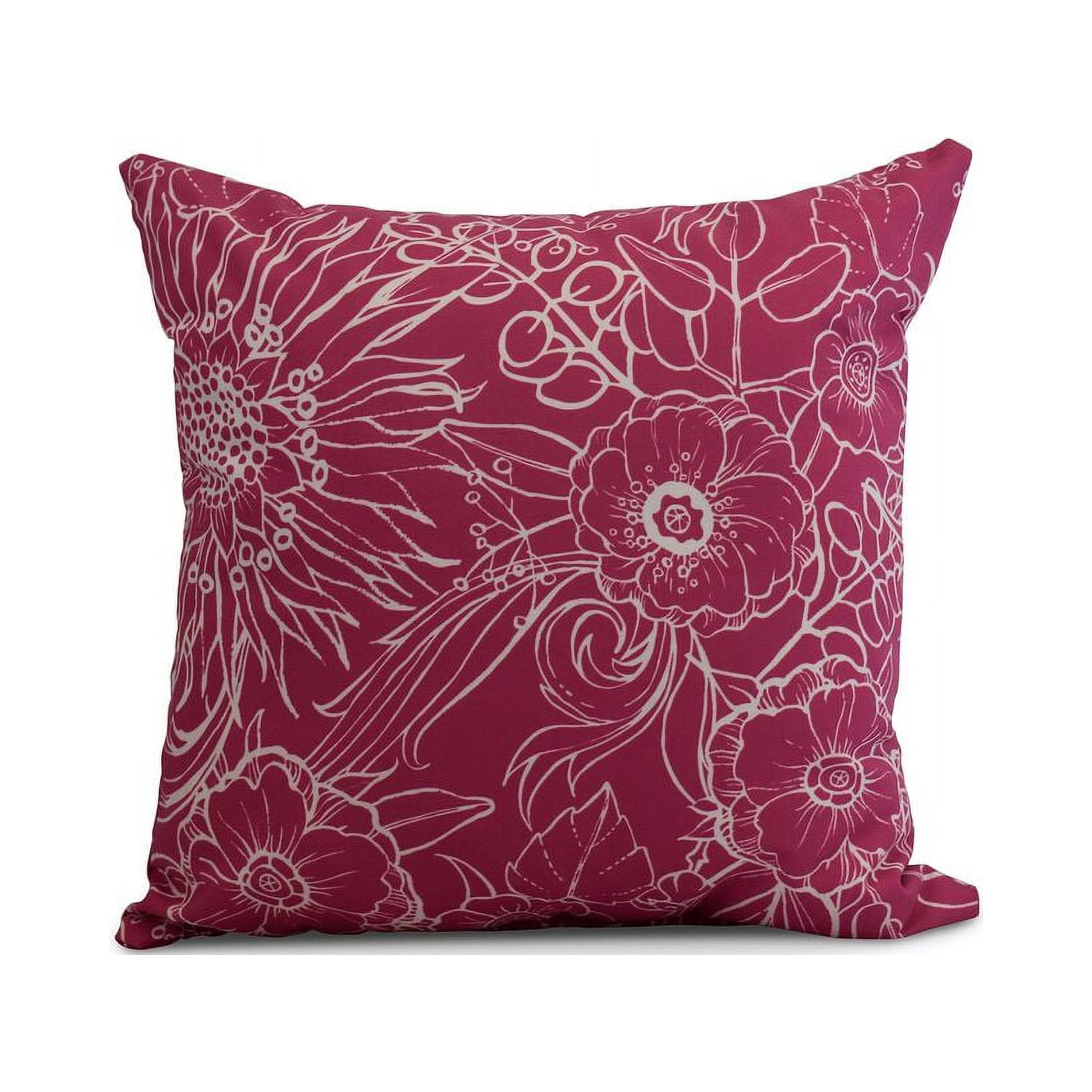 Simply Daisy, 20 x 20 Inch, Zentangle 4, Floral Print Pillow, Pink