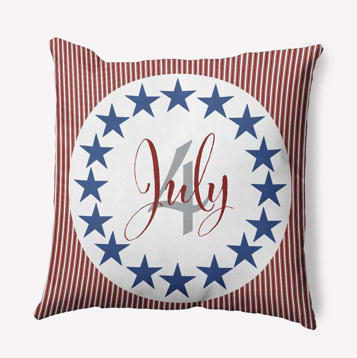 Simply Daisy 20" x 20" July Four Indoor/Outdoor Throw Pillow, White (1 count)