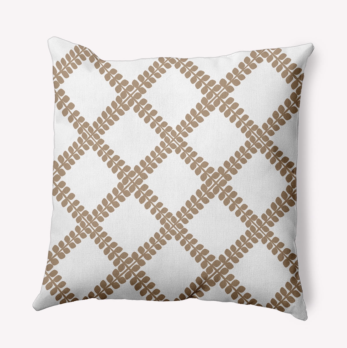 Simply Daisy 20" x 20" Leaf Plaid Decorative Throw Pillow, Taupe (1 count)