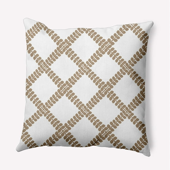 Simply Daisy 20" x 20" Leaf Plaid Decorative Throw Pillow, Taupe (1 count)