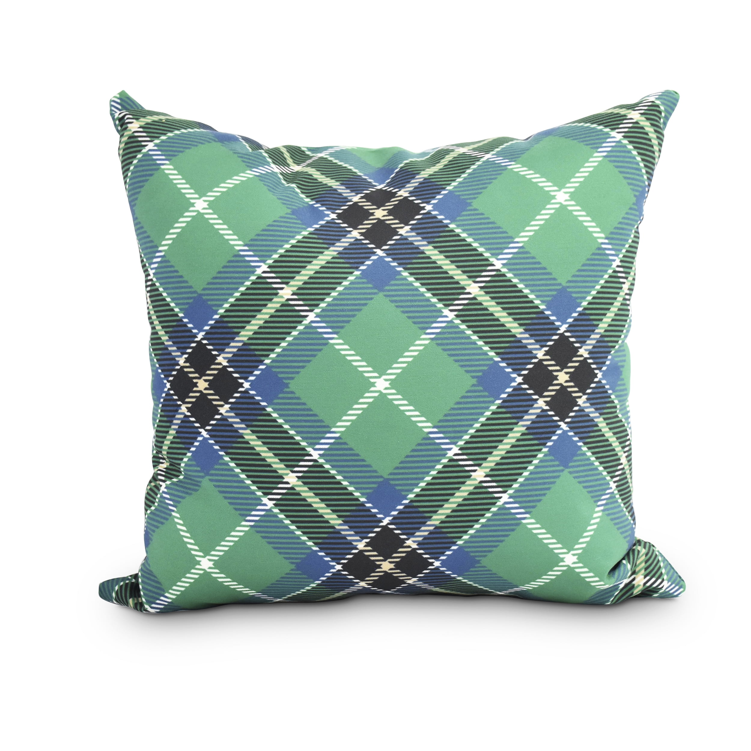 Simply Daisy, 20" x 20" Mad for Plaid Navy Blue Holiday Print Decorative Outdoor Throw Pillow