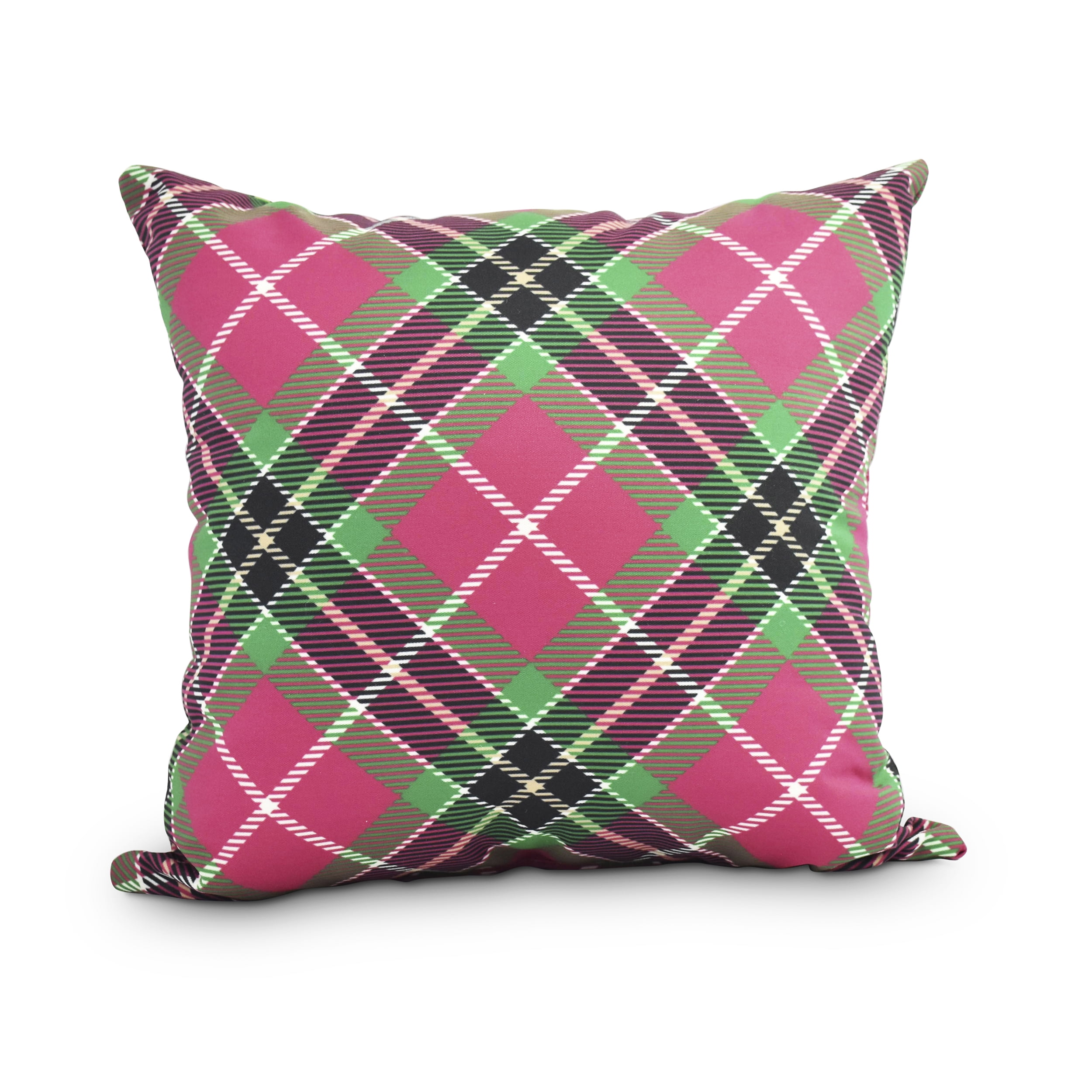 Simply Daisy, 20" x 20" Mad for Plaid Red Holiday Print Decorative Outdoor Throw Pillow