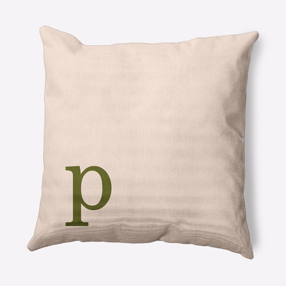 Simply Daisy 20" x 20" Modern Monogram Decorative Throw Pillow, Olive