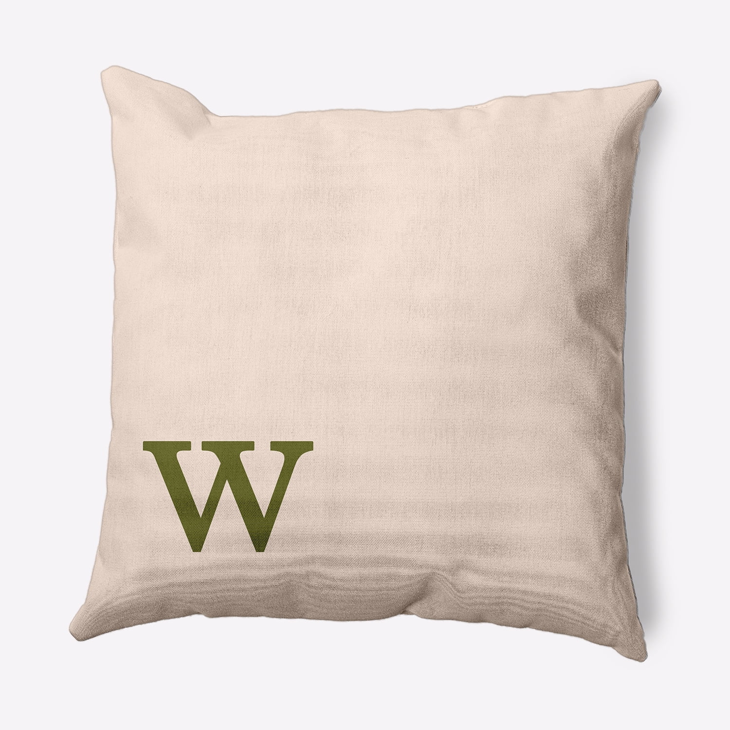 Simply Daisy 20" x 20" Modern Monogram Decorative Throw Pillow, Olive