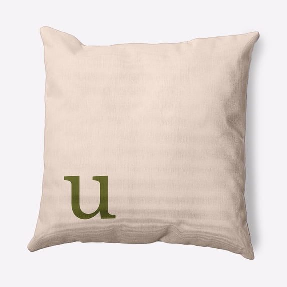 Simply Daisy 20" x 20" Modern Monogram Decorative Throw Pillow, Olive