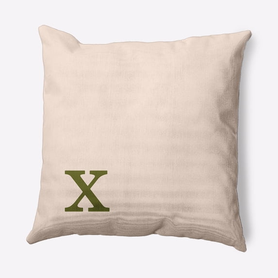 Simply Daisy 20" x 20" Modern Monogram Decorative Throw Pillow, Olive