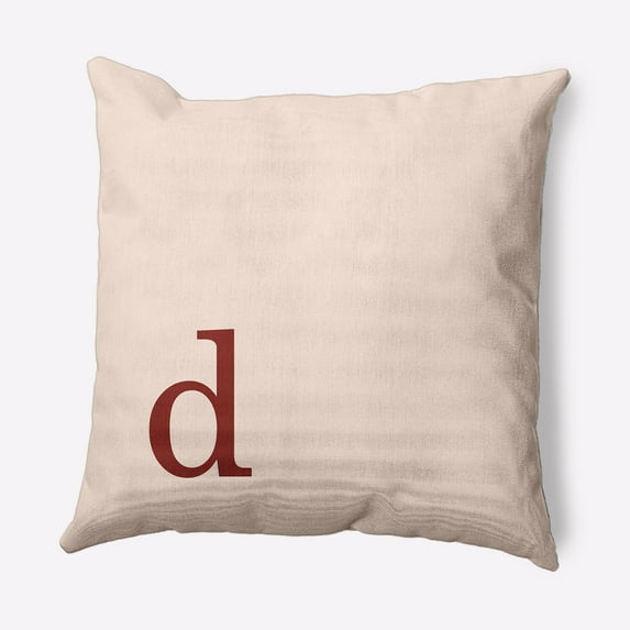 Simply Daisy 20" x 20" Modern Monogram Indoor/Outdoor Polyester Throw Pillow, Maple Red