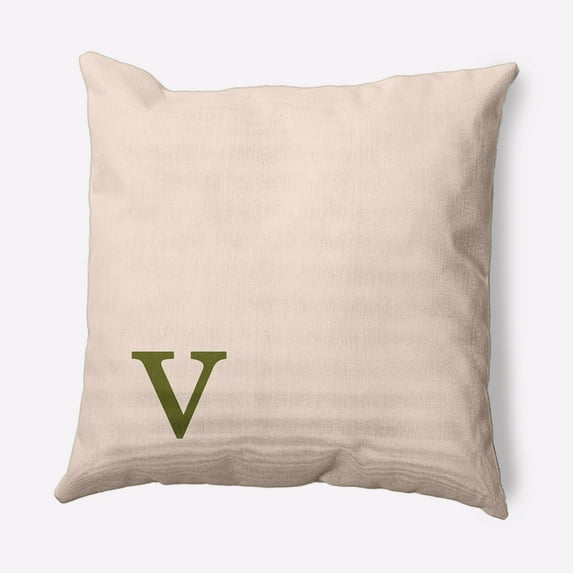 Simply Daisy 20" x 20" Modern Monogram Indoor/Outdoor Polyester Throw Pillow, Olive