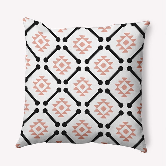 Simply Daisy 20" x 20" Modern Tribal Pattern Indoor/Outdoor Throw Pillow, Soft Coral (1 count)