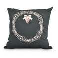 thumbnail image 1 of Simply Daisy, 20" x 20" Natural Wreath Black Holiday Print Decorative Outdoor Throw Pillow, 1 of 1