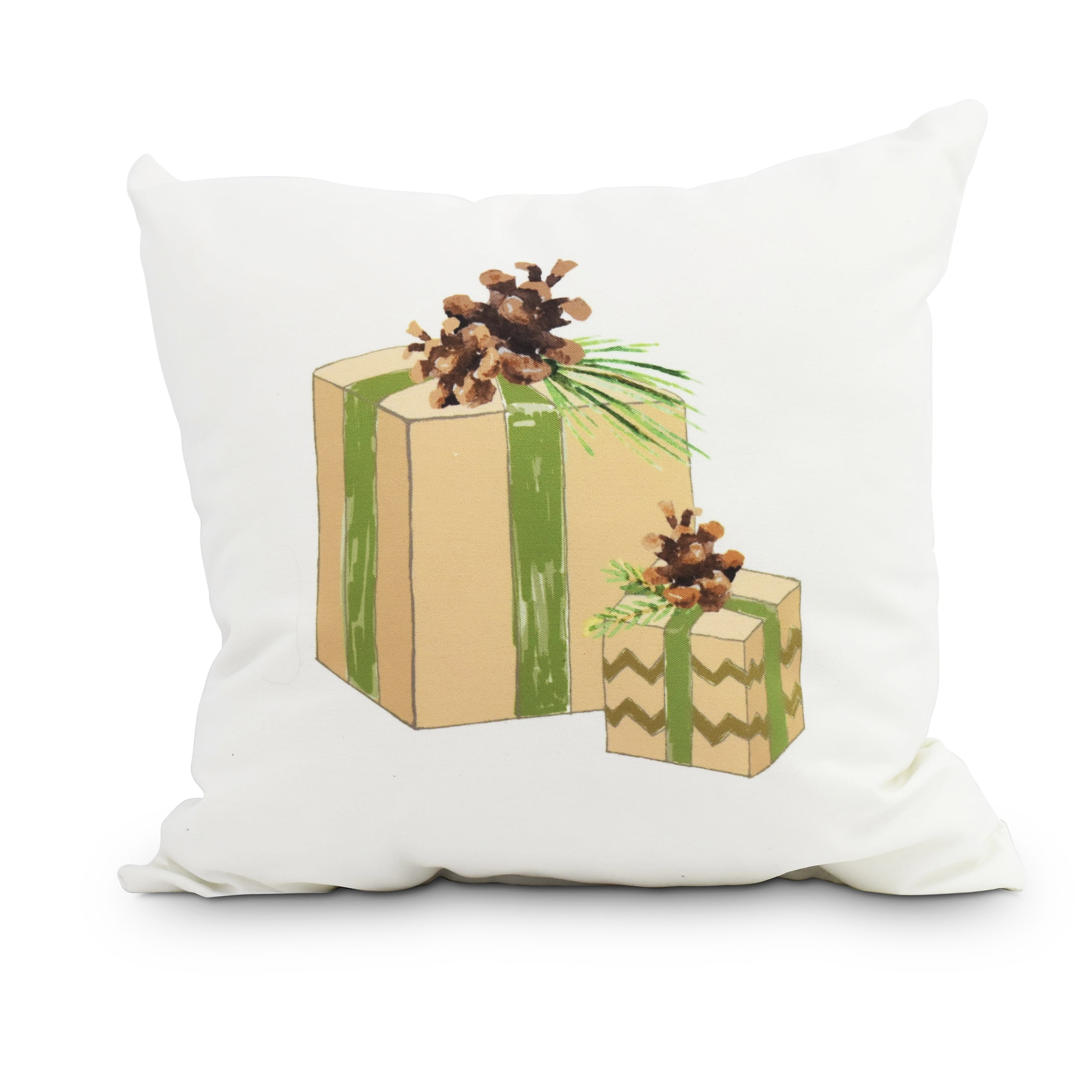 Simply Daisy, 20" x 20" Nature's Gift Off White Holiday Print Decorative Outdoor Throw Pillow