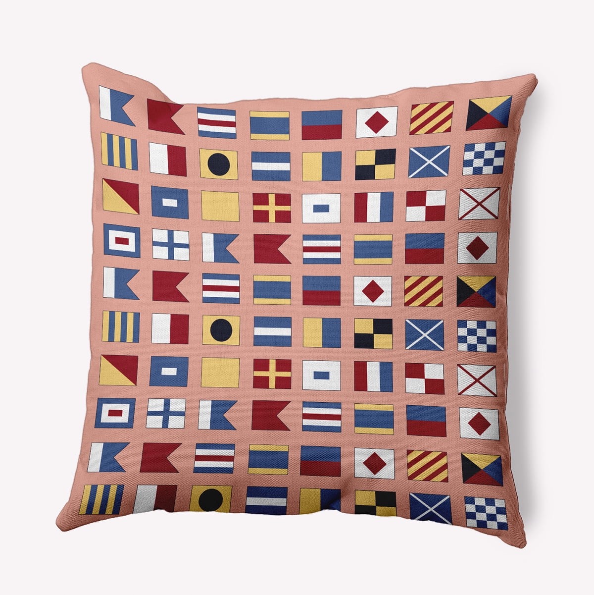 Simply Daisy 20" x 20" Nautical Flags Decorative Throw Pillow, Soft Coral (1 count)