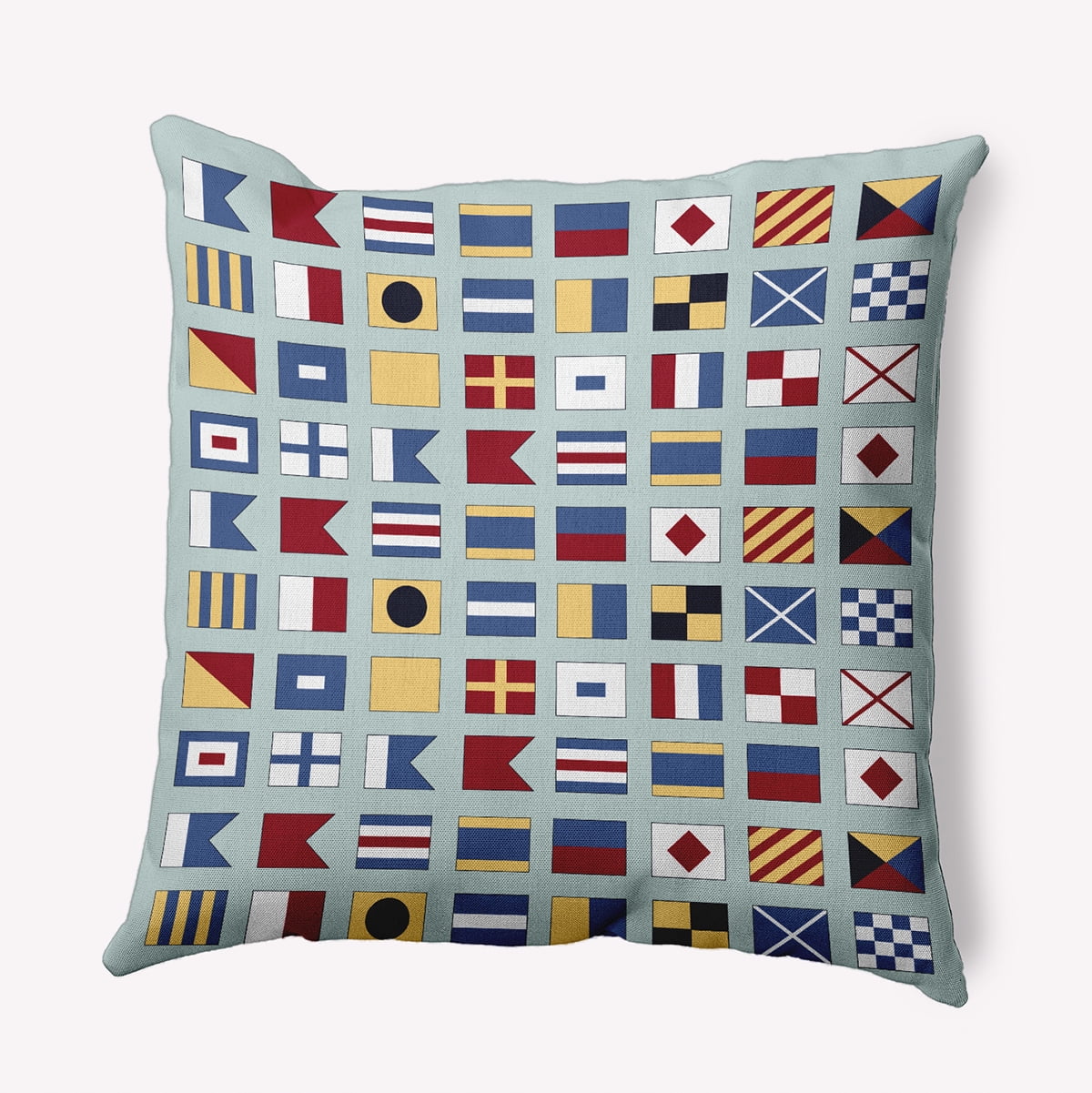 Simply Daisy 20" x 20" Nautical Flags Indoor/Outdoor Throw Pillow, Aqua (1 count)
