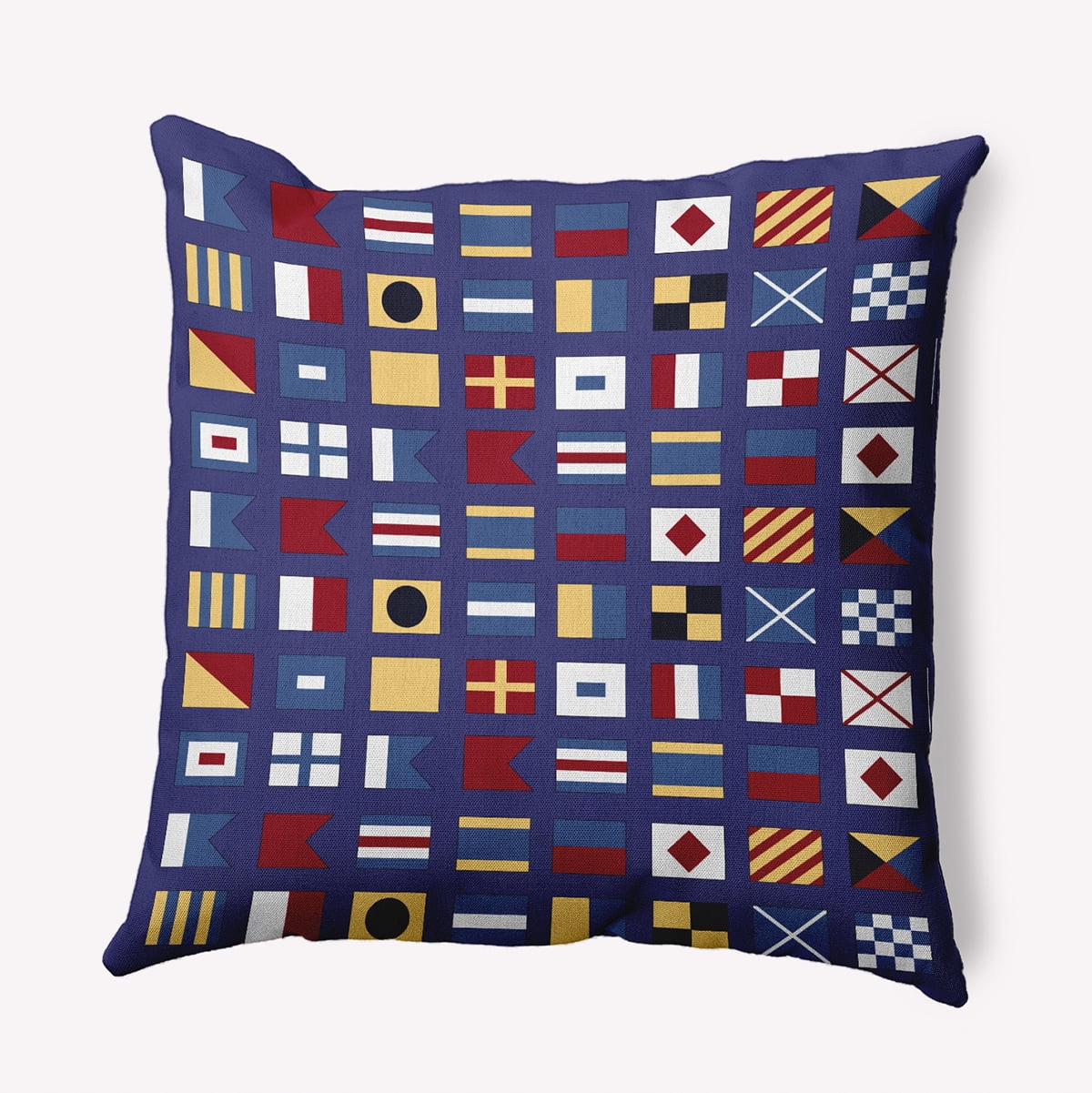 Simply Daisy 20" x 20" Nautical Flags Indoor/Outdoor Throw Pillow, Purplish Blue (1 count)