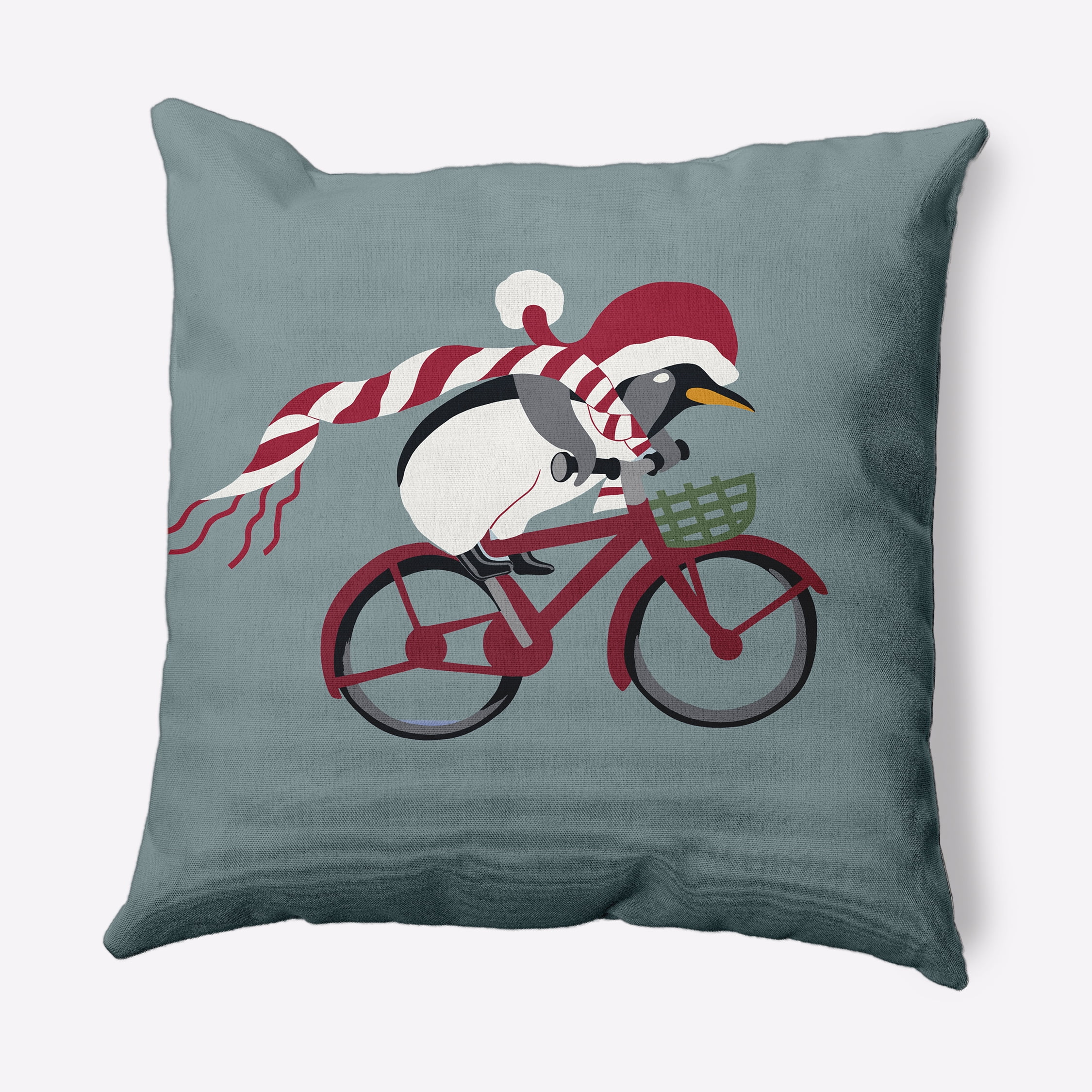 Simply Daisy 20" x 20" Pedaling Penguin Animal Decorative Throw Pillow