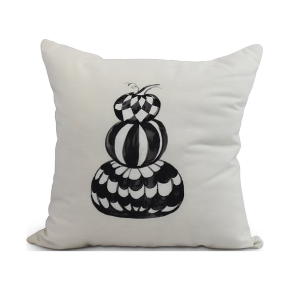 Simply Daisy, 20" x 20" Pumpkin Stack Cream Halloween Print Decorative Throw Pillow