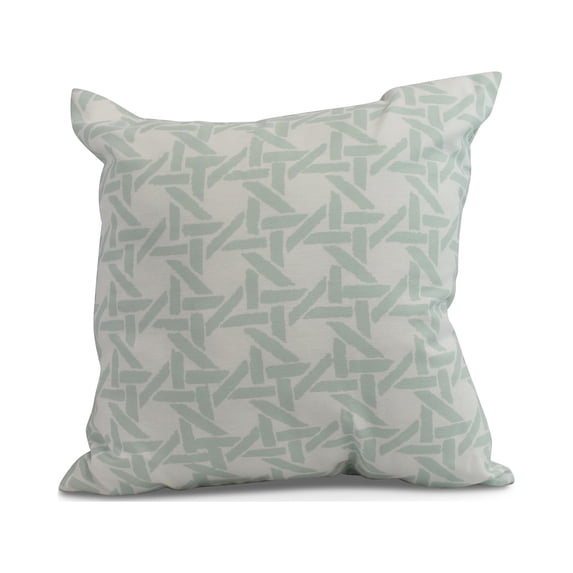 Simply Daisy, 20" x 20" Rattan Geometric, Geometric Print Outdoor Pillow, Pale Blue