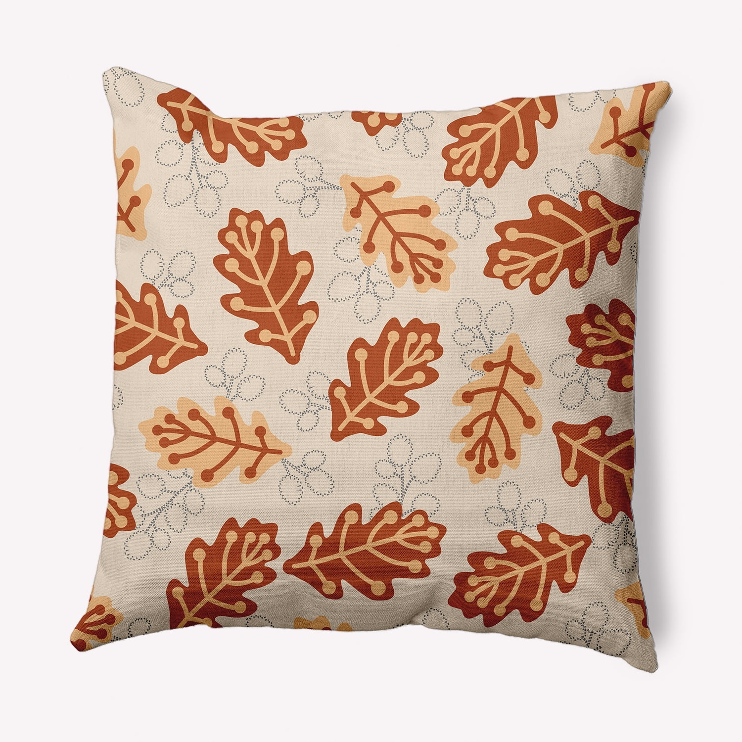 Simply Daisy 20" x 20" Retro Leaves Indoor/Outdoor Polyester Throw Pillow, Sienna
