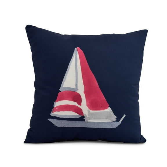 Simply Daisy, 20" x 20" Sail Away, Geometric Print Outdoor Pillow, Navy