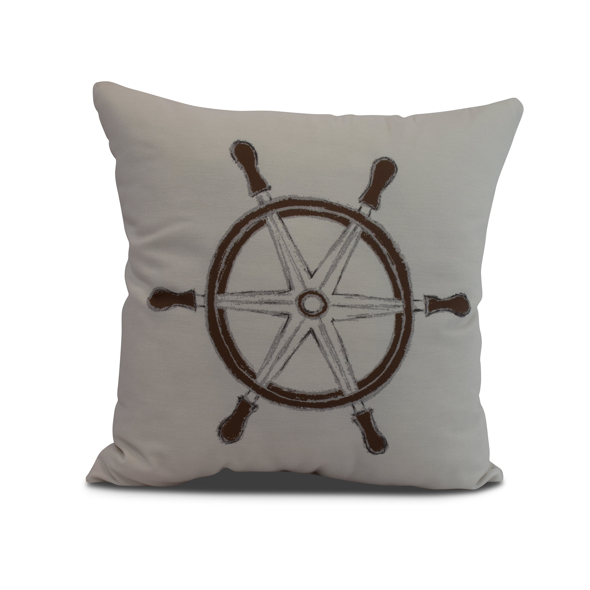 Simply Daisy, 20" x 20" Ship Wheel, Geometric Print Outdoor Pillow, Ivory