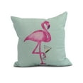 thumbnail image 1 of Simply Daisy, 20" x 20" Single Flamingo, Animal Print Outdoor Pillow, Aqua, 1 of 2