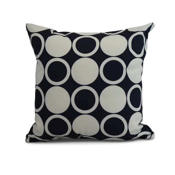 Simply Daisy, 20" x 20" Small Modcircles, Geometric Print Outdoor Pillow, Navy Blue
