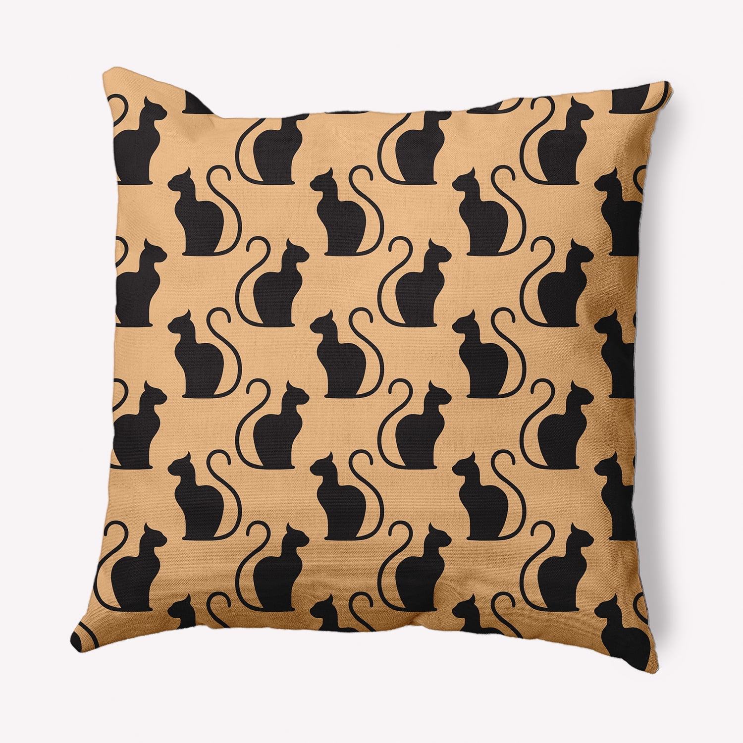 Simply Daisy 20" x 20" Spooky Cats Indoor/Outdoor Polyester Throw Pillow, Pale Gold