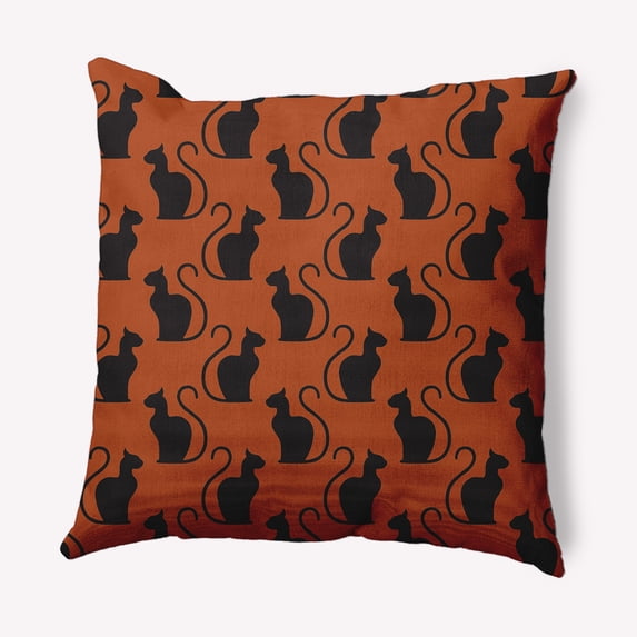 Simply Daisy 20" x 20" Spooky Cats Indoor/Outdoor Polyester Throw Pillow, Sienna