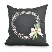 Simply Daisy, 20" x 20" Sprig of Green Black Holiday Print Decorative Outdoor Throw Pillow