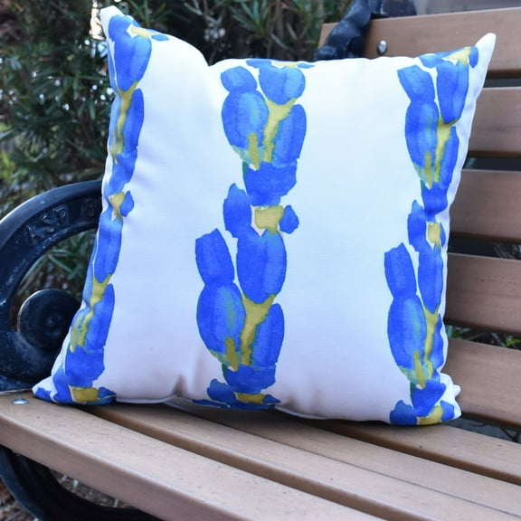 Simply Daisy, 20" x 20" Sunset Tulip Stripe Blue Floral DecorativeOutdoor Pillow