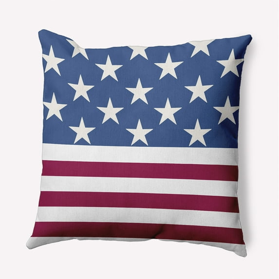 Simply Daisy 20" x 20" USA Flag Indoor/Outdoor Throw Pillow, Nautical Navy (1 count)