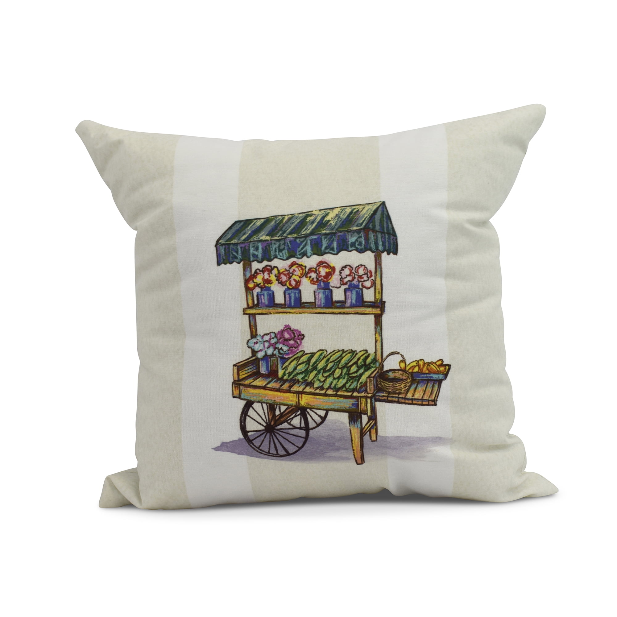 Simply Daisy, 20" x 20" Veggie Cart Outdoor Pillow, Green