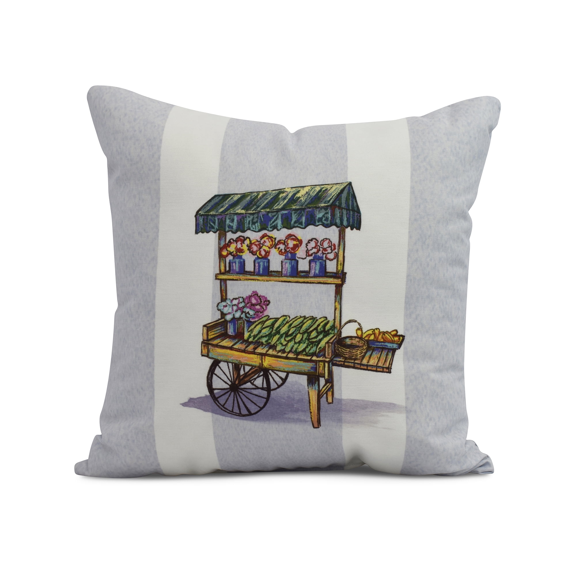 Simply Daisy, 20" x 20" Veggie Cart Outdoor Pillow, Light Blue