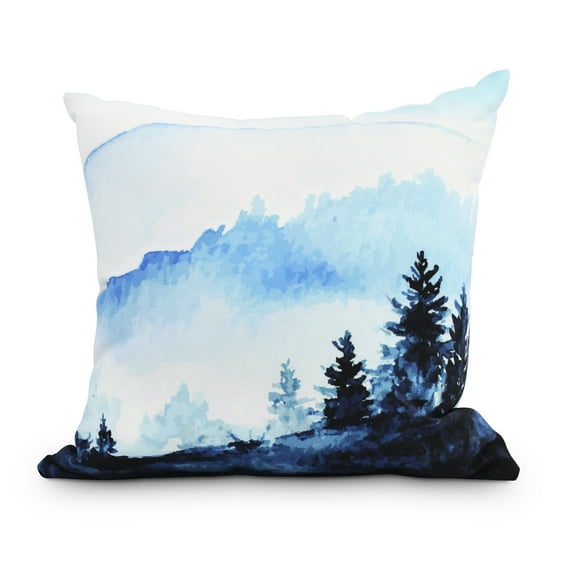 Simply Daisy, 20" x 20" Winter Scene Blue Holiday Print Decorative Outdoor Throw Pillow