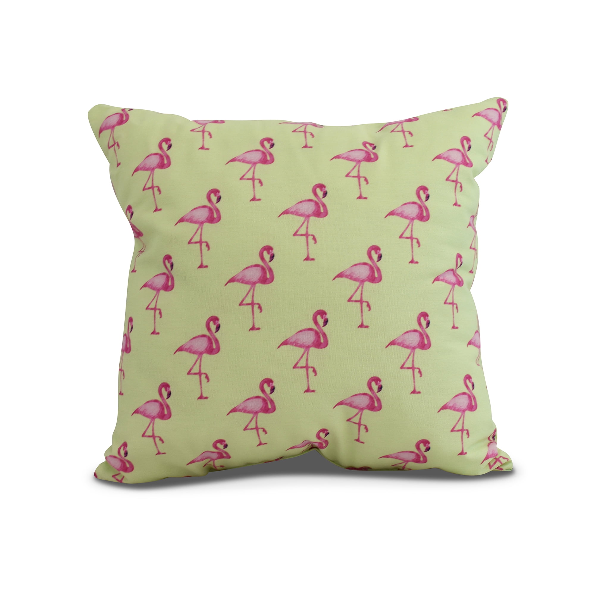 Simply Daisy, 20 x 20 inch, Flamingo Fanfare Multi Animal Print Pillow, Light Green