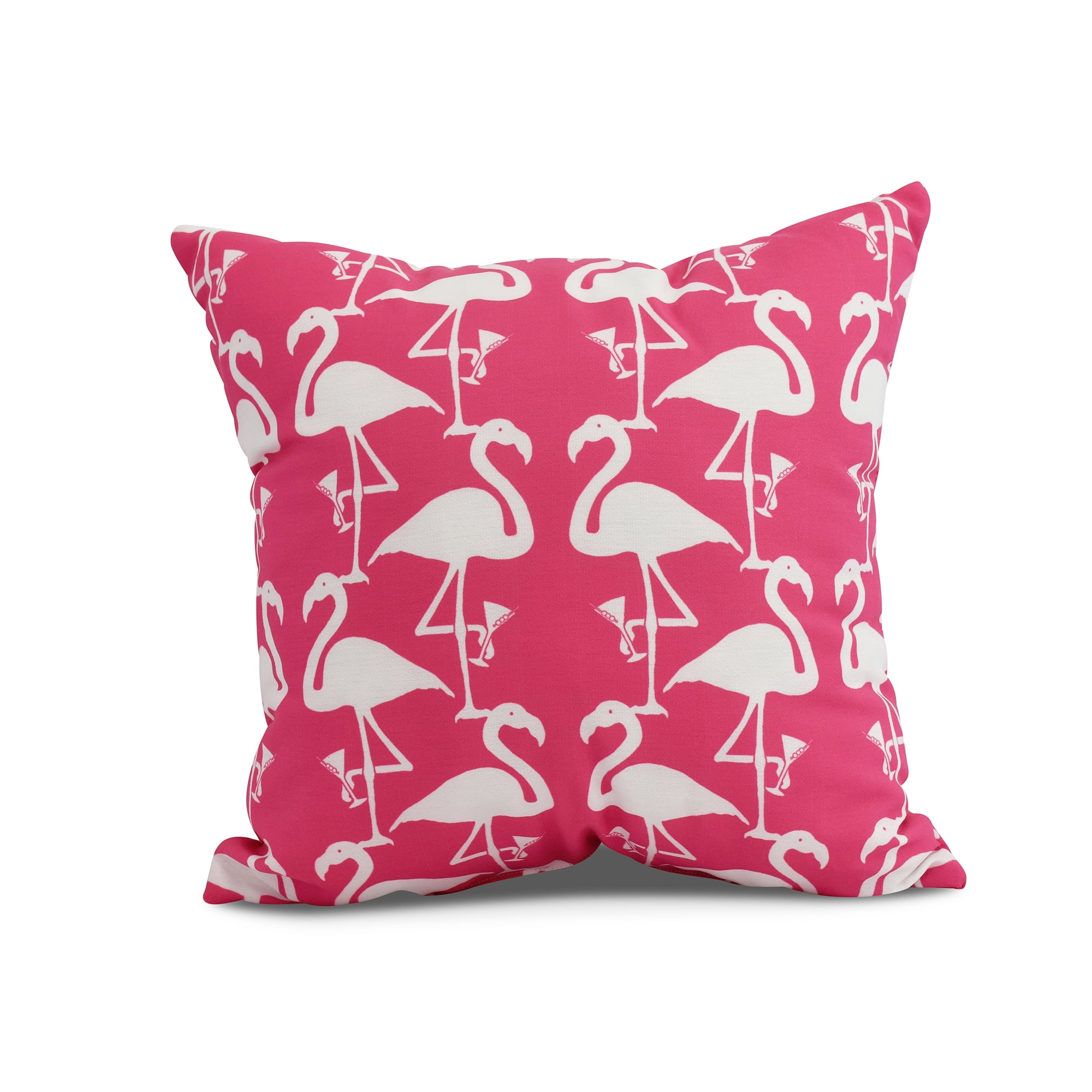 Simply Daisy, 20 x 20 inch, Flamingo Heart Martini Animal Print Pillow, Pink