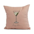 thumbnail image 1 of Simply Daisy, 20 x 20 inch, Martini Glass Happy Hour Geometric Print Pillow, Coral, 1 of 2