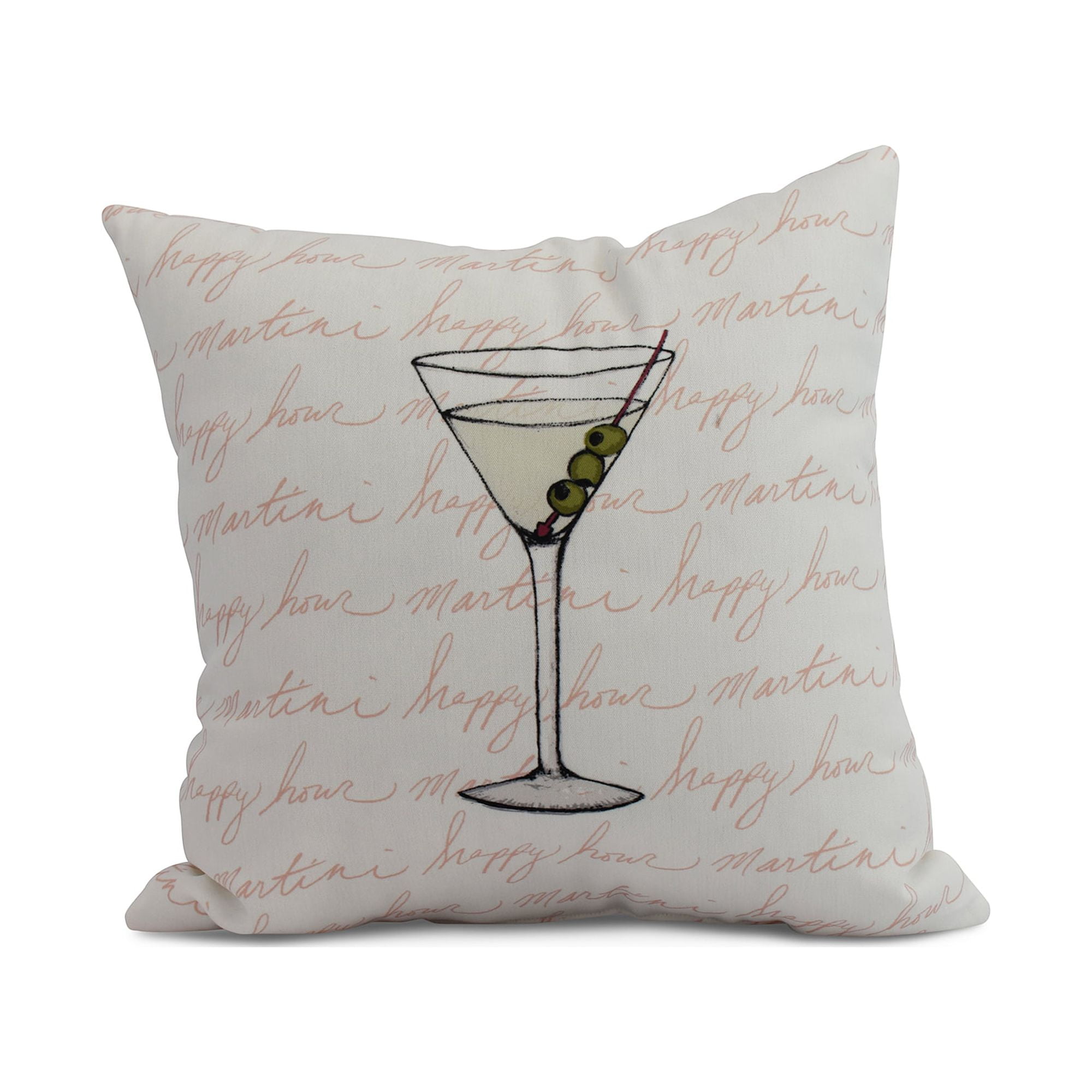 Simply Daisy, 20 x 20 inch, Martini Glass Text Fade Geometric Print Pillow, Coral