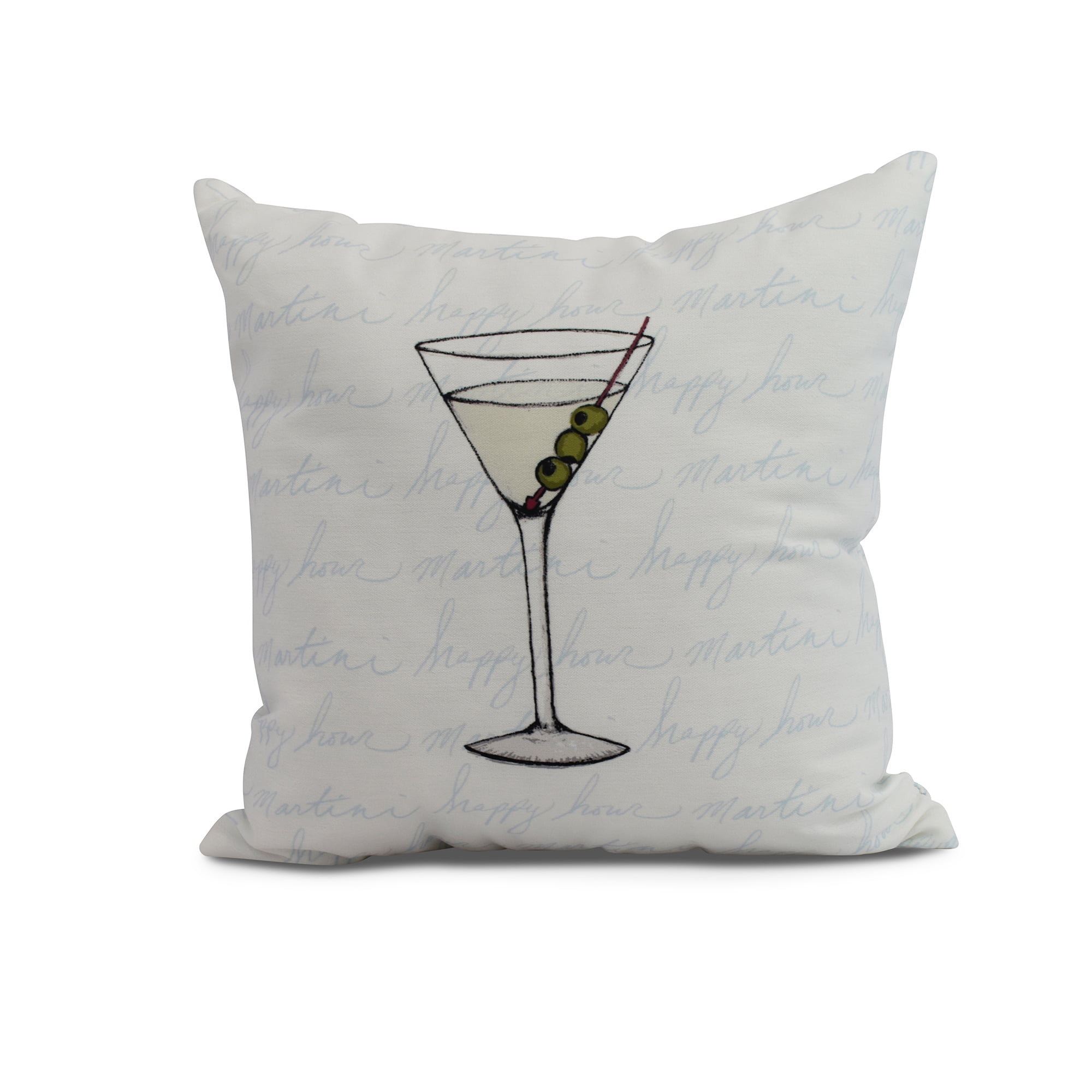 Simply Daisy, 20 x 20 inch, Martini Glass Text Fade Geometric Print Pillow, Pale Blue