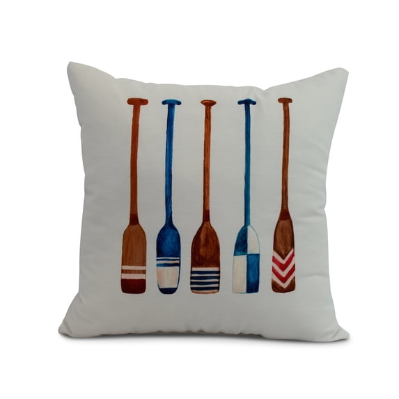 Simply Daisy, 20 x 20 inch, Oar Multi Painted, Geometric Print Pillow, Ivory
