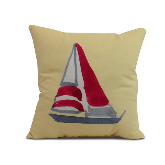 Simply Daisy, 20 x 20 inch, Sail Away, Geometric Print Pillow, Yellow